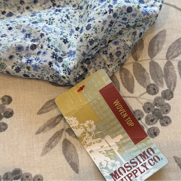 Mossimo | Blue Floral Cotton Blouse M – Cottagecore Boho Spring Top 🌿💙 - Picture 10 of 13